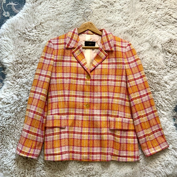 Luciano Barbera Pink Orange Silk Wool Blazer US Medium EU 46 - Picture 9 of 15